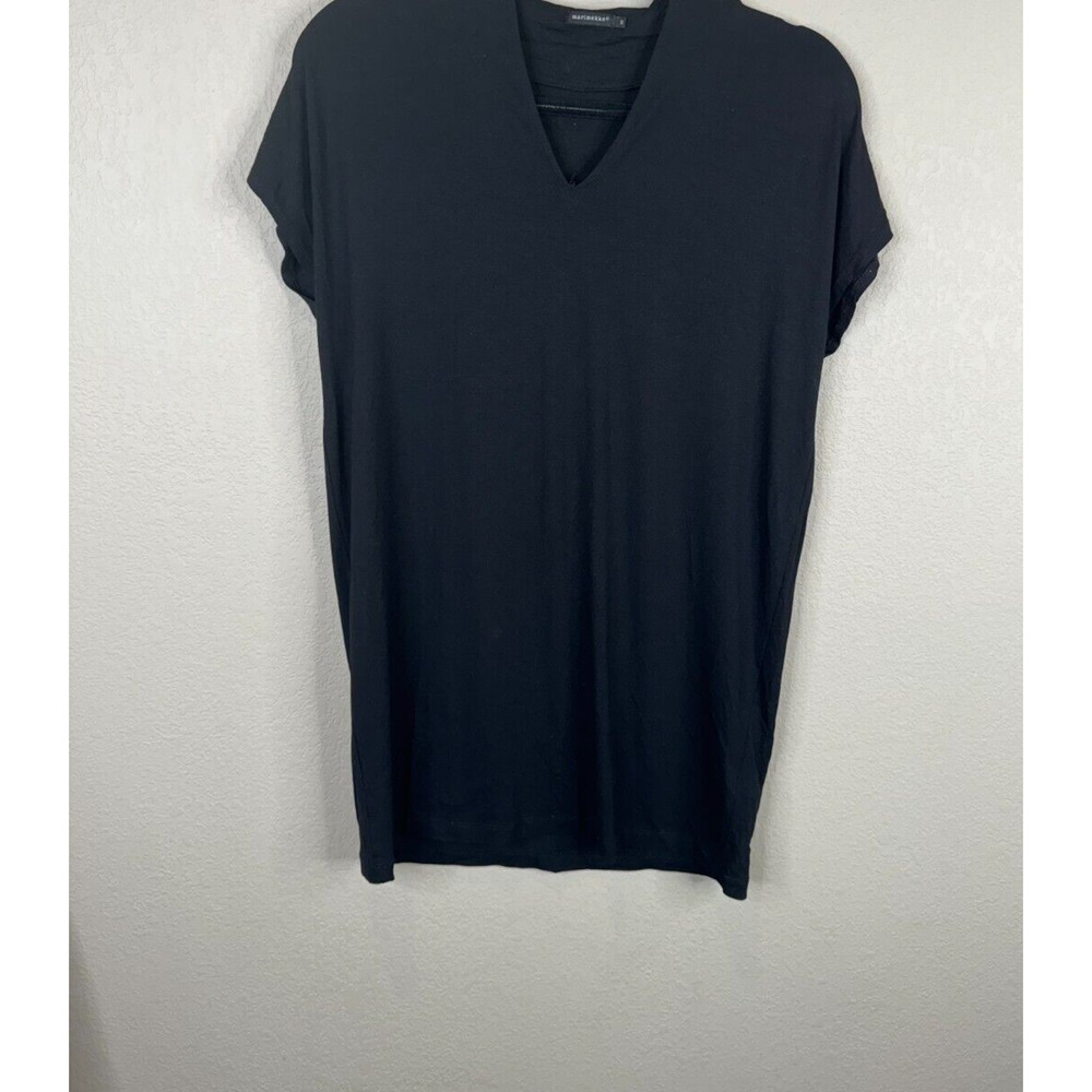 Marimekko Women's Oversized V-Neck T-Shirts‎ Short Sleeve Black Size XS